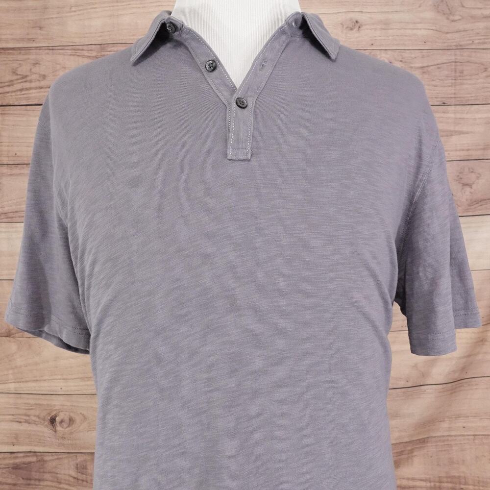 Robert Barakett Shirt Mens XL Gray Cotton Short Sleeve Polo Casual Slub Knit